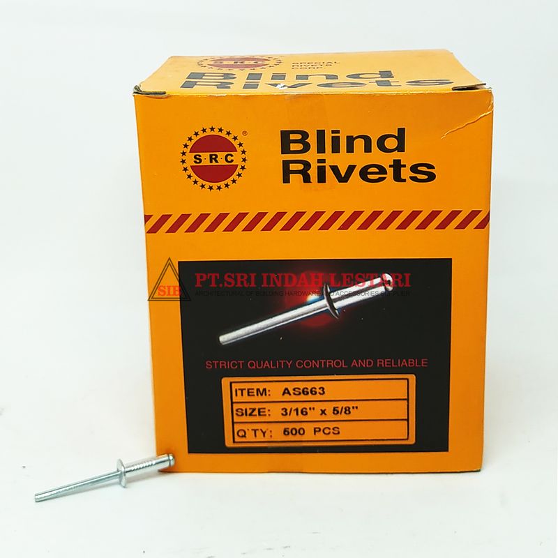 BLIND RIVET 3/16 X 5/8 NA S.R.C (500 PCS) 2