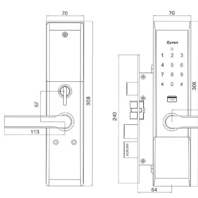 SYRON HOUSEHOLD LOCK SY83-SN R/H 2