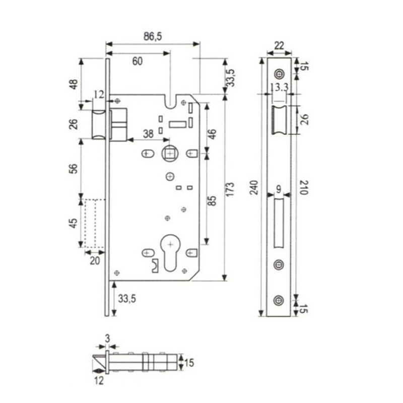 MORTISE LOCK DEKKSON MTS IL DL8685 MATT BLACK 4