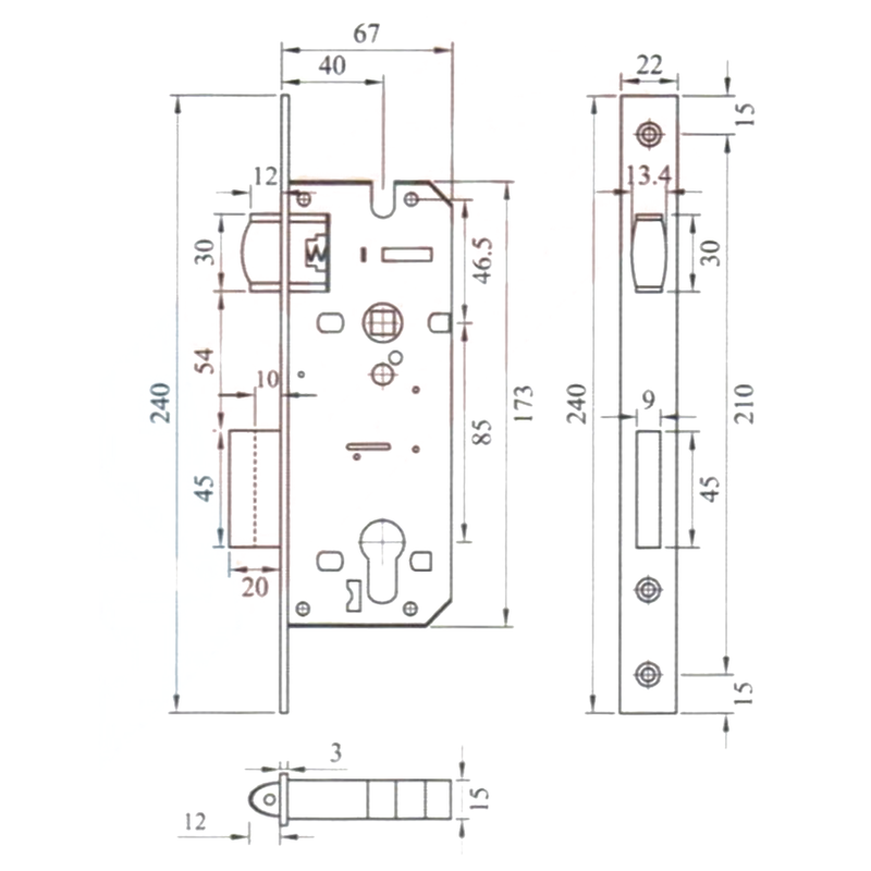 MORTISE LOCK DEKKSON MTS RL DL8485 PVD 4