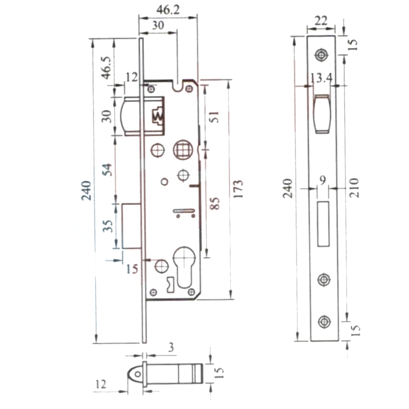 MORTISE LOCK DEKKSON MTS RL DL84030 SSS 4