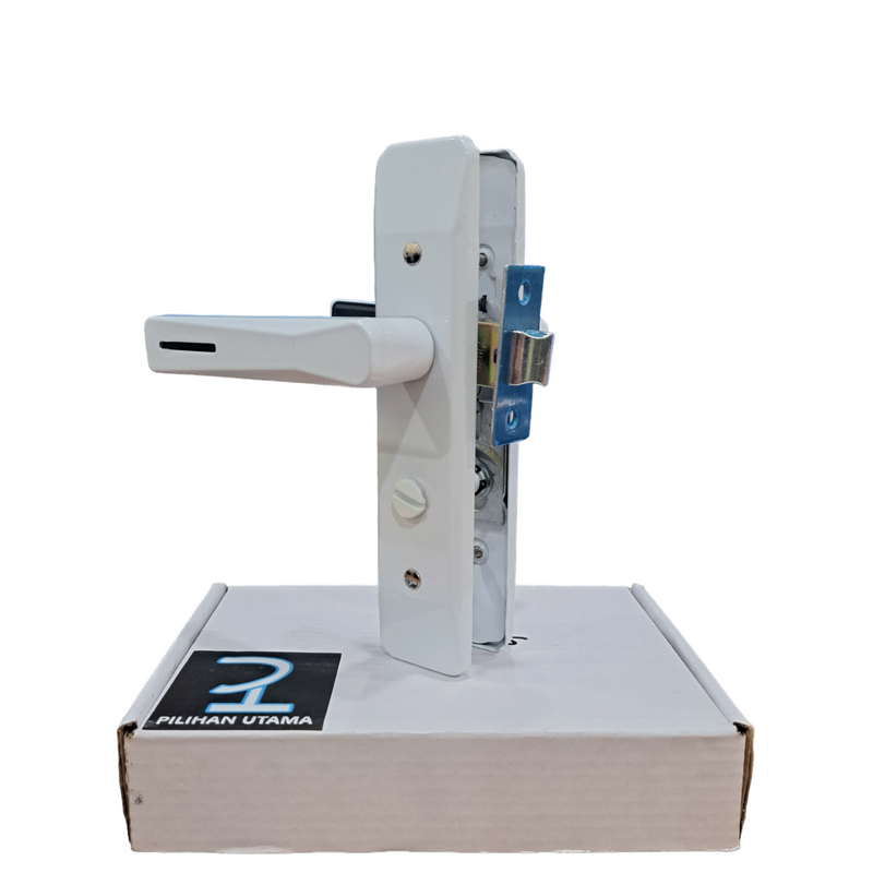 LEVER HANDLE PLATE TC WHITE W/O KEY 30X75MM (75 HOLLOW-W/O KEY-30MM CYLINDER) 2