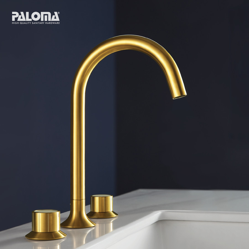 ALEENA TWO-HANGLE 8" BASIN MIXER 7836 SATIN GOLD 2