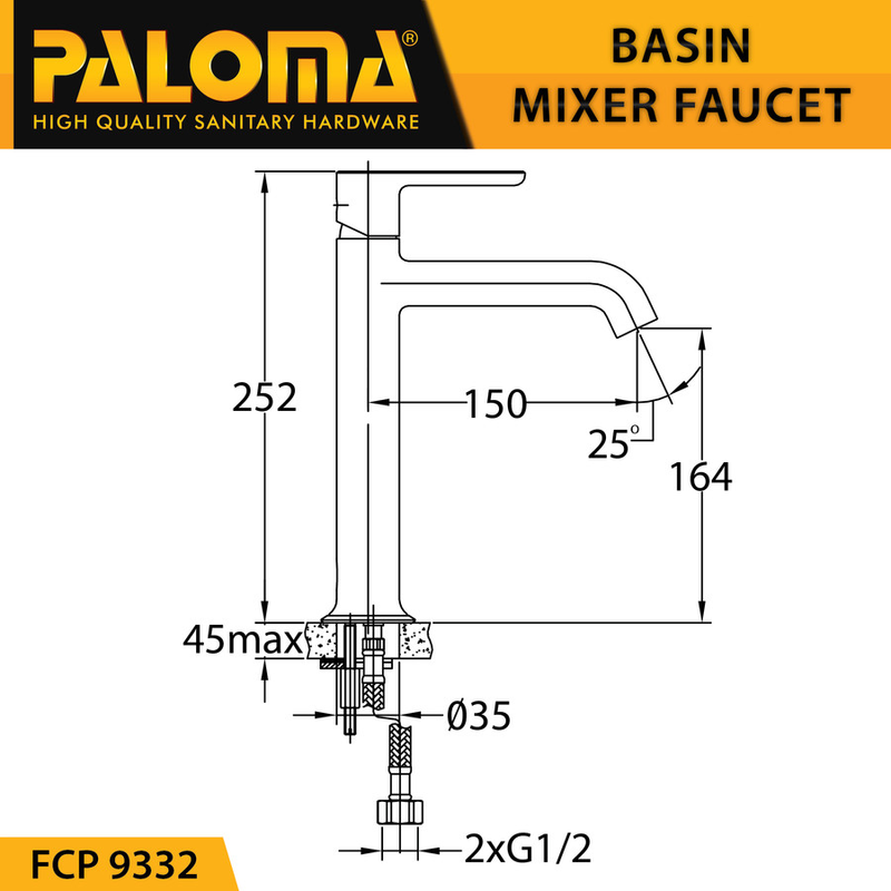 ALEENA SINGLE LEVER MONOBLOC BASIN MIXER 9332 MATTE BLACK 3