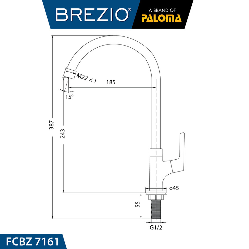 VITTORIO 1/2" PILLAR SINK TAP 7161 CHROME 6