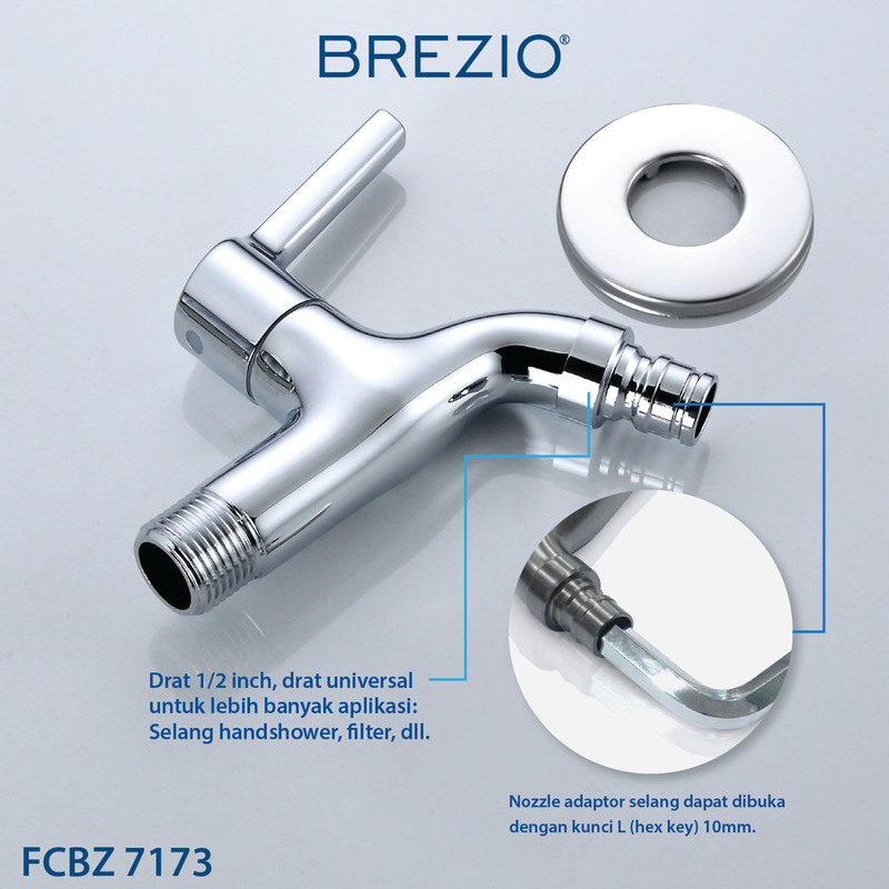 VITTORIO 1/2" SHORT WALL TAP WITH HOSE COUPLING AND SCREW COLLAR 7173 CHROME 3