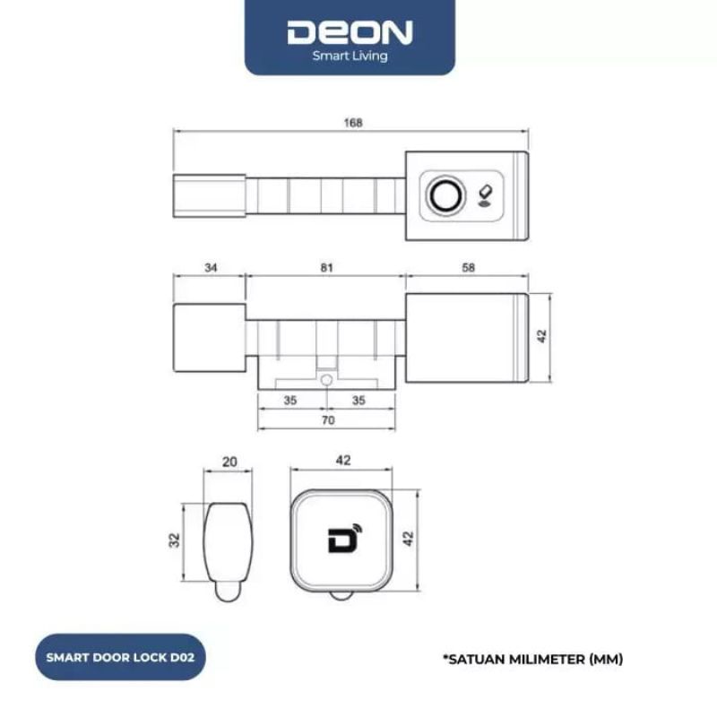 DEON SMART LOCK D02 70MM BLACK 8