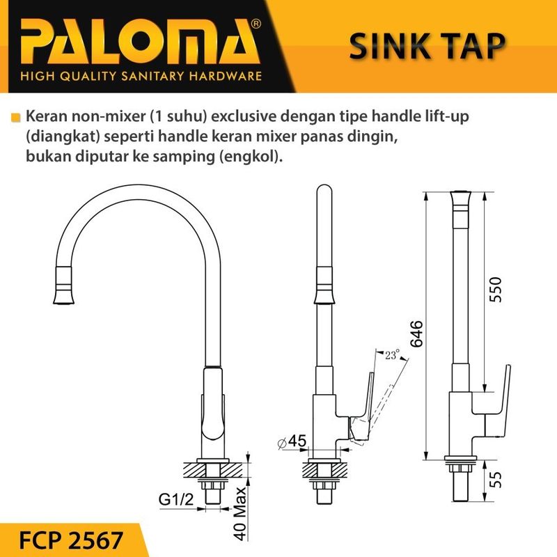 BERLIN 1/2" PILLAR SINK TAP FLEXIBLE SPOUT 2567 CHROME 2