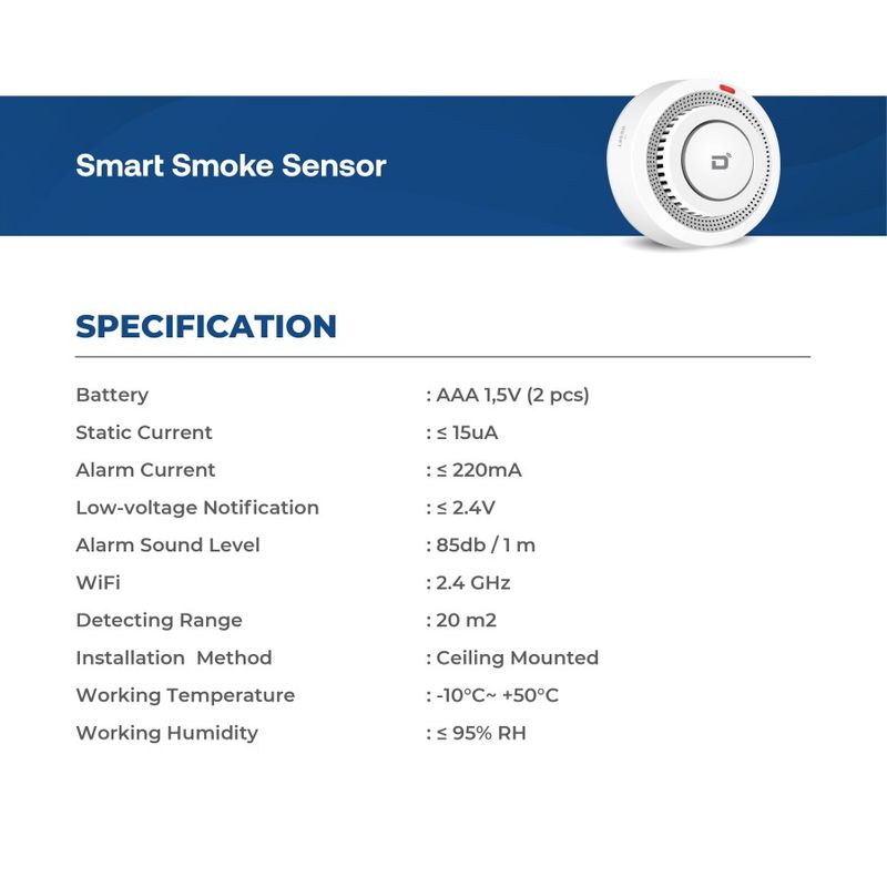 DEON SMART SMOKE SENSOR WHITE 3