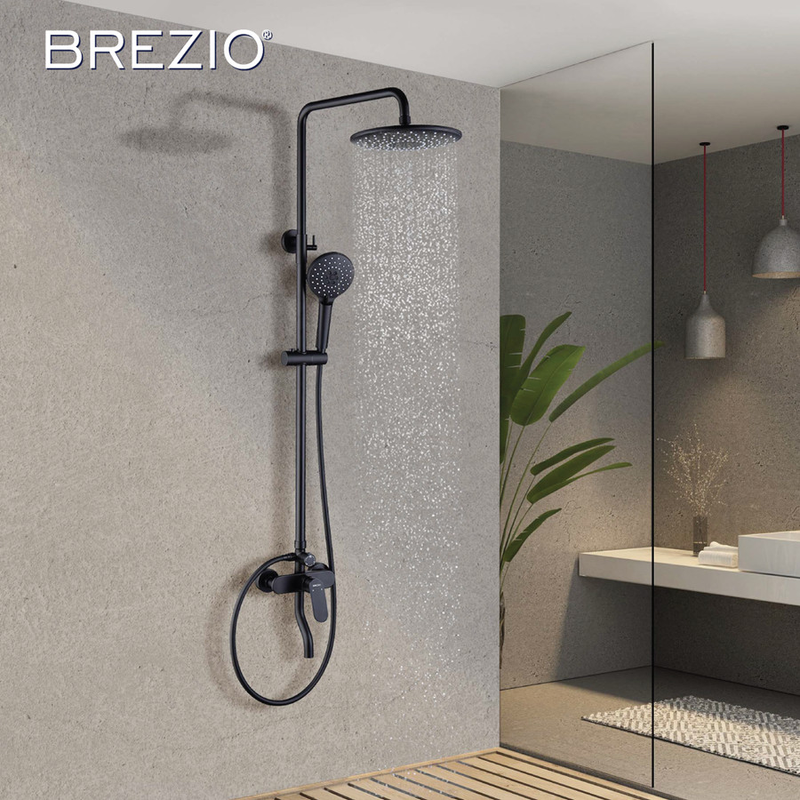 NOVIA SINGLE LEVER BATH/SHOWER MIXER WITH RAINSHOWER ABS 1803 MATTE BLACK 3
