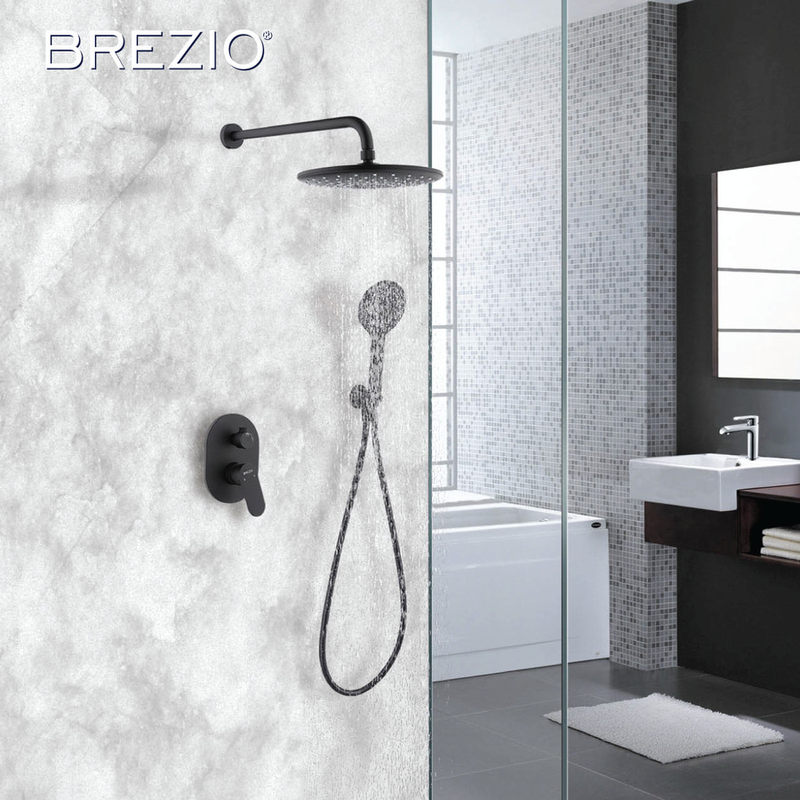 NOVIA S/L CONCEALED SHOWER MIXER W/RAINSHOWER AND HANDSHOWER ABS 1827 MATTEBLACK 3