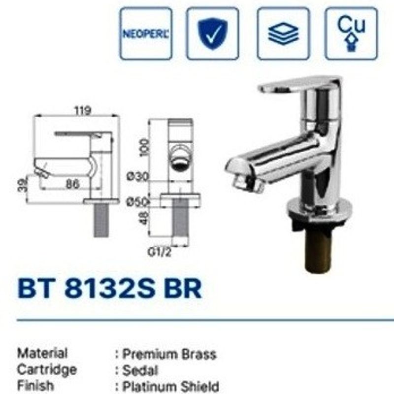 BASIN TAP DEKKSON BT 8132S BR  CP 3