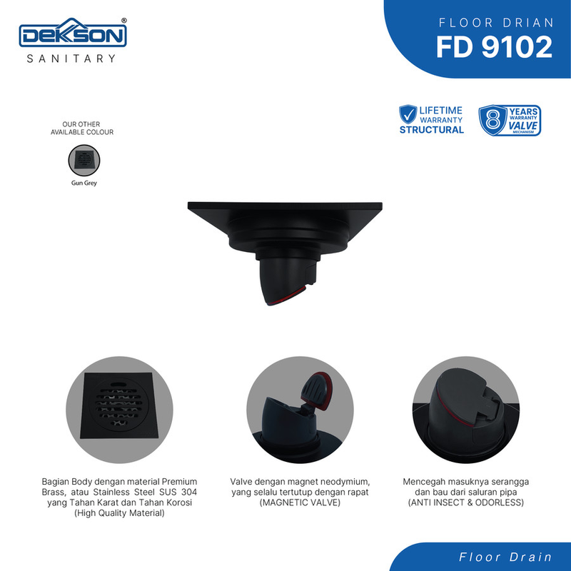 FLOOR DRAIN SUS 304 DEKKSON FD 9102  MB 2