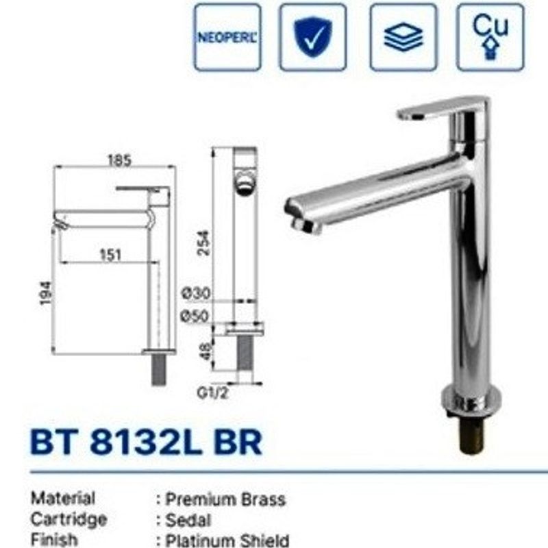 BASIN TAP DEKKSON BT 8132L BR CP 4