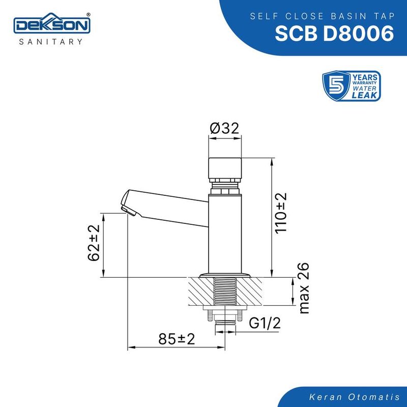 SELF CLOSING BASIN TAP DEKKSON SCB D8006  CP 3
