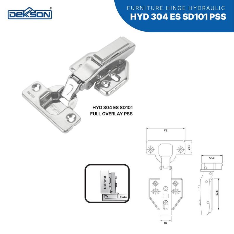 HINGE DEKKSON HYD 304 ES SD101 FULL OVERLAY PSS 2
