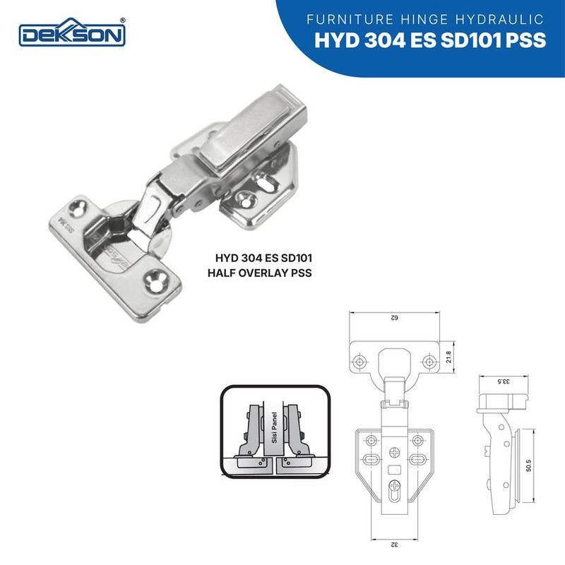 HINGE DEKKSON HYD 304 ES SD101 HALF OVERLAY PSS 2