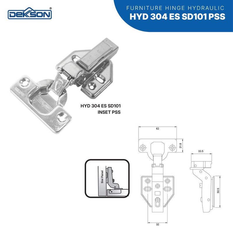 HINGE DEKKSON HYD 304 ES SD101 INSET PSS 2