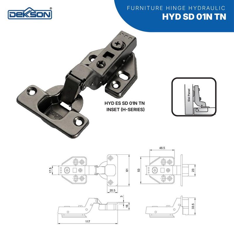 HINGE DEKKSON H SERIES HYD ES SD 01N INSET TN 4