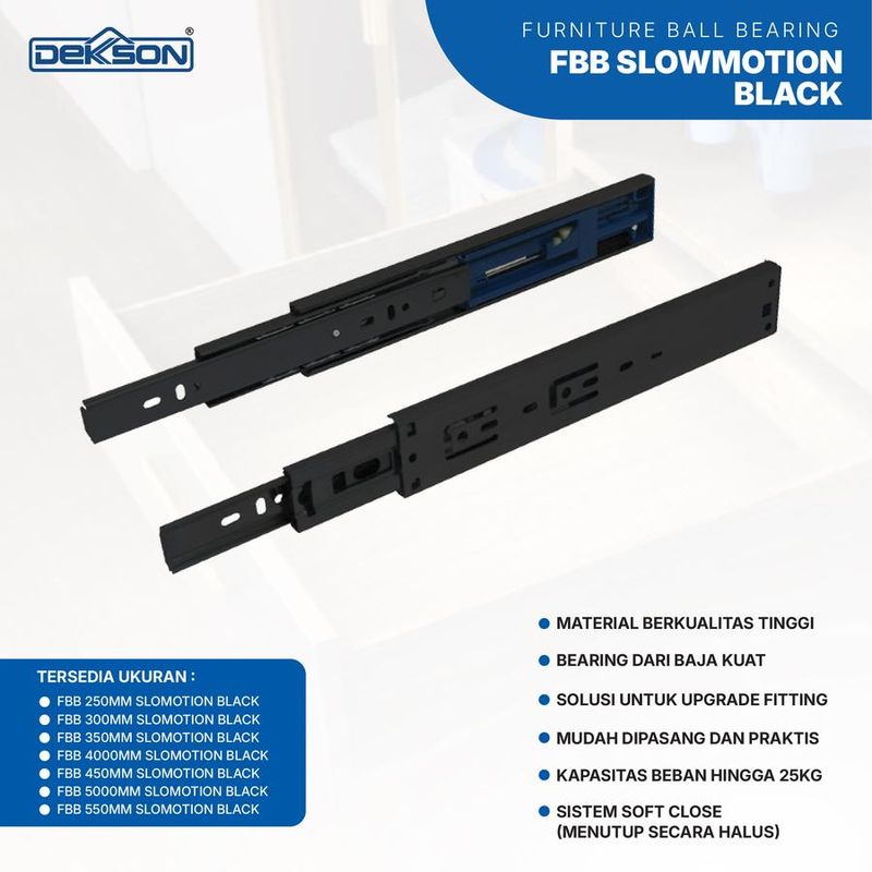 FURNITURE BALL BEARING DEKKSON FBB 250MM SLOWMOTION BLACK 2
