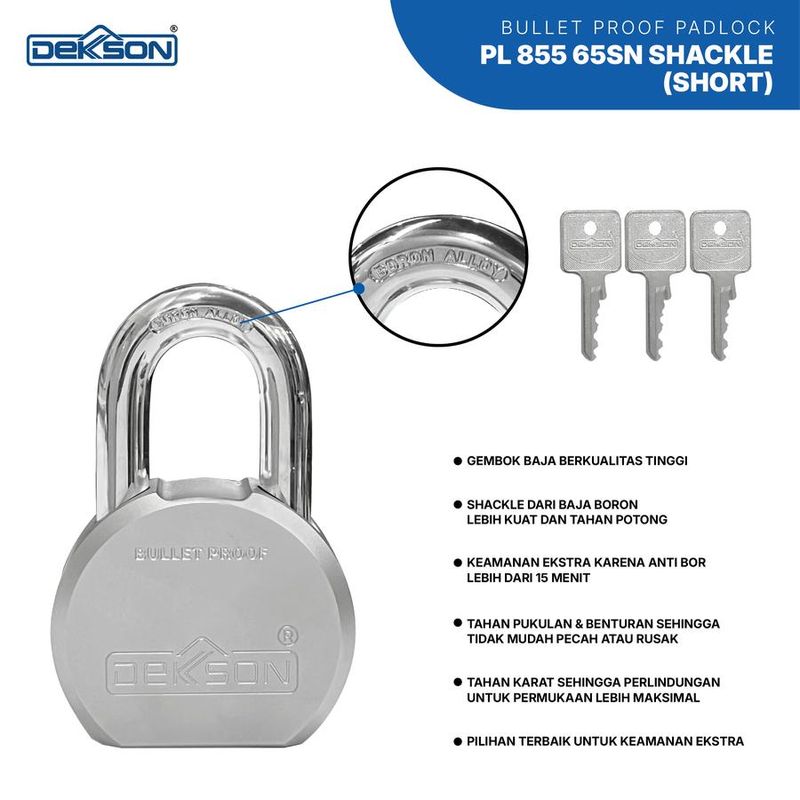 PADLOCK DEKKSON PL 855 65MM S SN 4