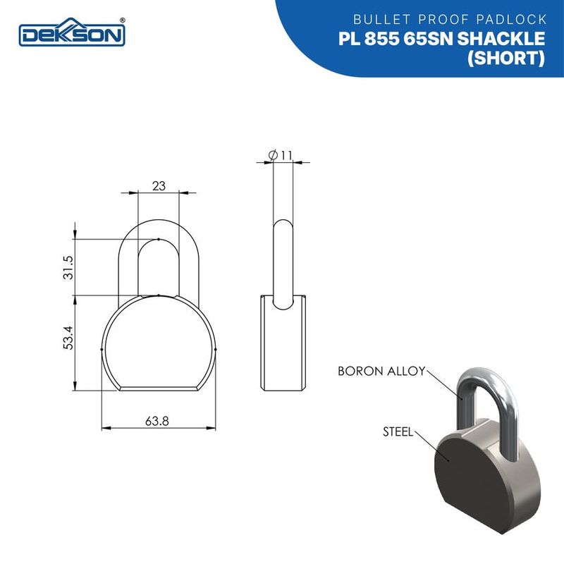 PADLOCK DEKKSON PL 855 65MM S SN 6