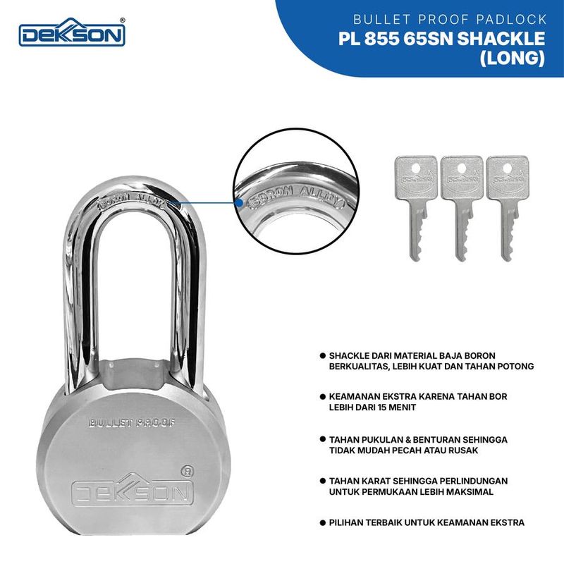 PADLOCK DEKKSON PL 855 65MM L SN 4