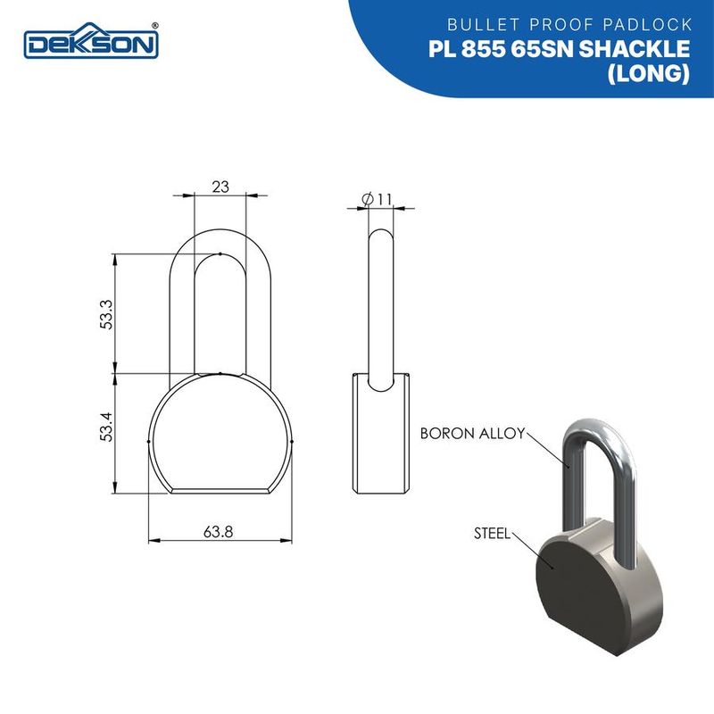 PADLOCK DEKKSON PL 855 65MM L SN 6