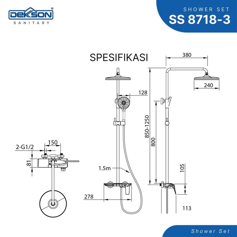 SHOWER SET 3 FUNCTION DEKKSON SS 8718-3  GM 4