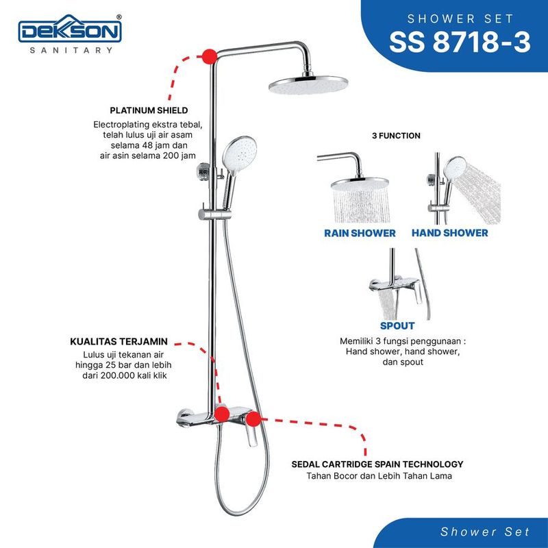 SHOWER SET 3 FUNCTION DEKKSON SS 8718-3  MB 3