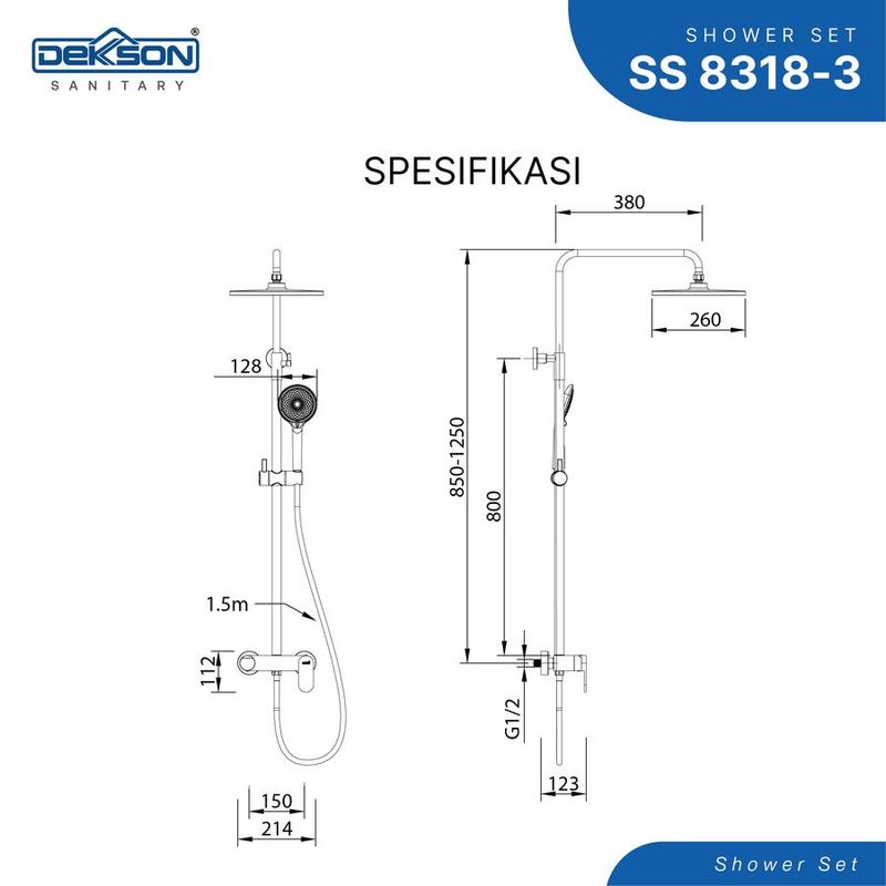 SHOWER SET 3 FUNCTION DEKKSON SS 8318-3  CP 2