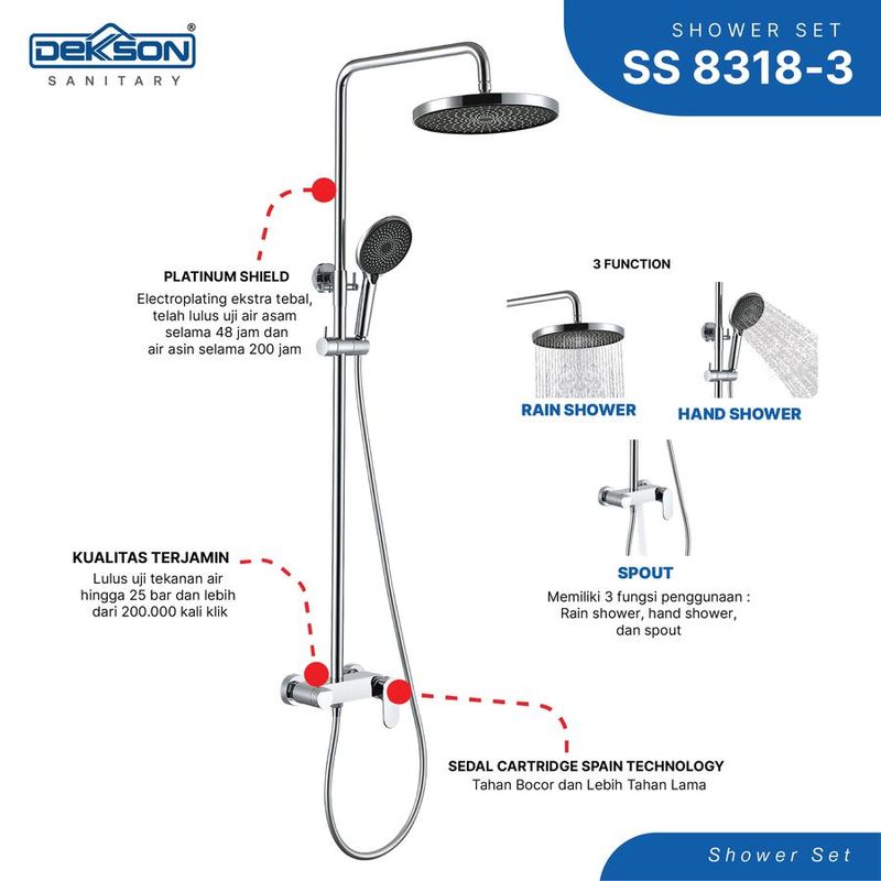 SHOWER SET 3 FUNCTION DEKKSON SS 8318-3  CP 3