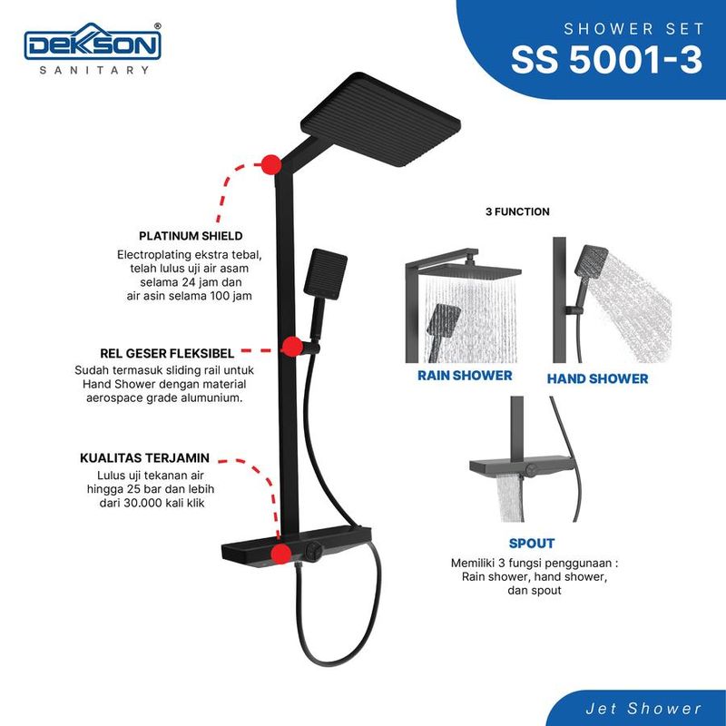 SHOWER SET 3 FUNCTION DEKKSON SS 5001-3 MB 2
