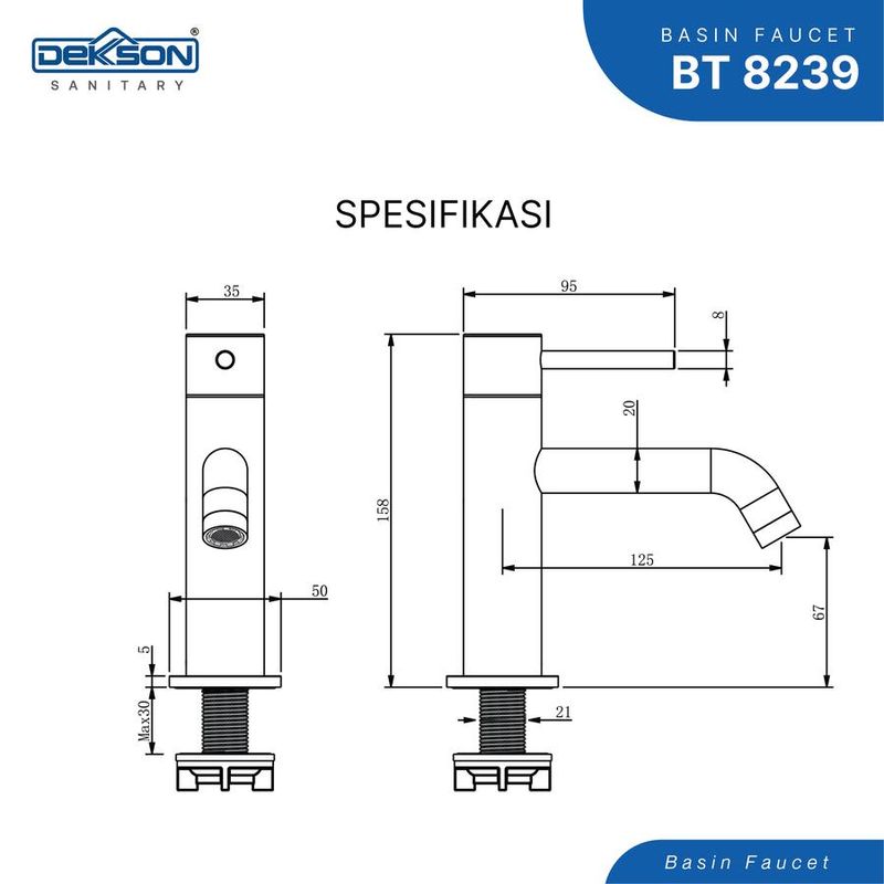 BASIN TAP SUS 304 DEKKSON BT 8239M SSS 3