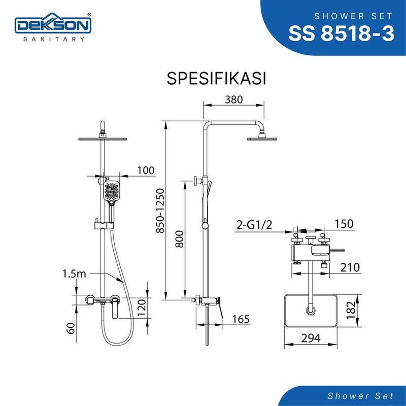 SHOWER SET 3 FUNCTION DEKKSON SS 8518-3  CP 3