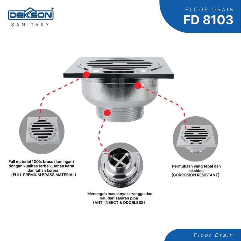 FLOOR DRAIN DEKKSON FD 8103 BR CP 3