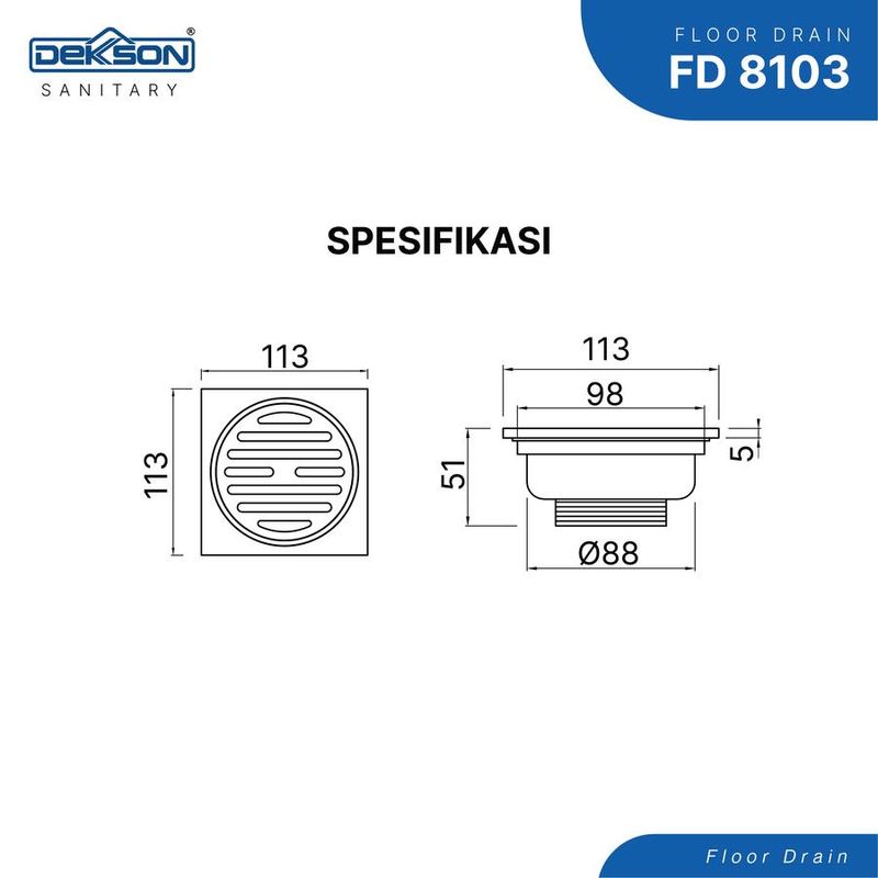 FLOOR DRAIN DEKKSON FD 8103 BR CP 4