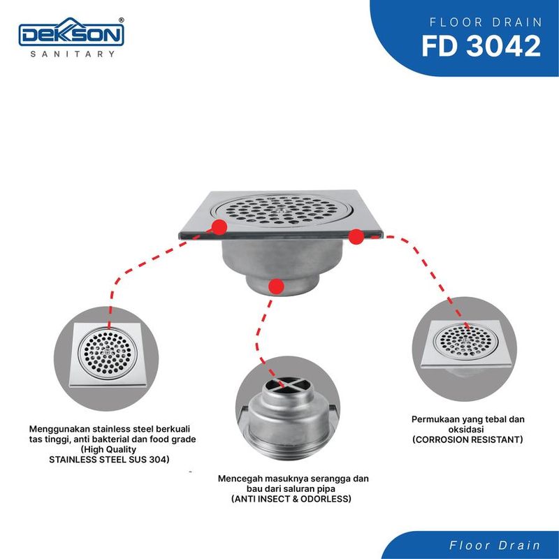 FLOOR DRAIN SUS 304 DEKKSON FD 3042 PSS 4