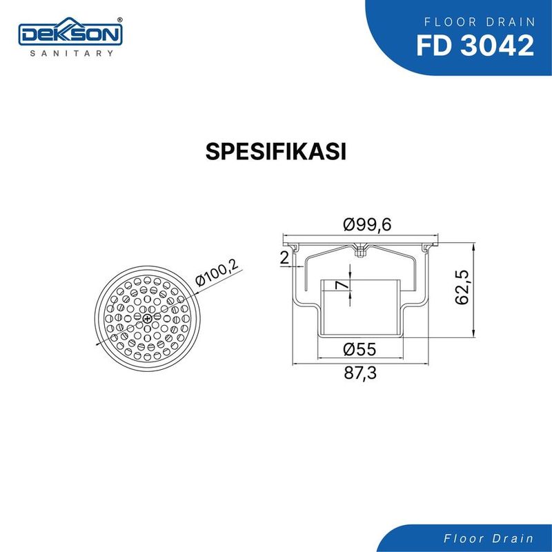 FLOOR DRAIN SUS 304 DEKKSON FD 3042 PSS 5