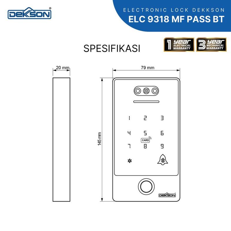 ELECTRONIC ACCESS READER DEKKSON RF09 BLACK 5