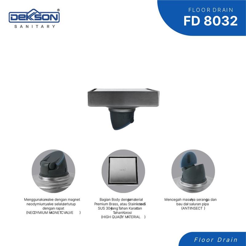 FLOOR DRAIN SUS 304 DEKKSON FD 8032 PVD GM 4