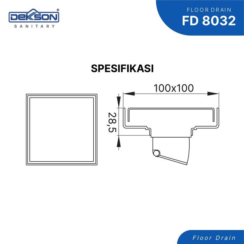FLOOR DRAIN SUS 304 DEKKSON FD 8032 PVD GM 5
