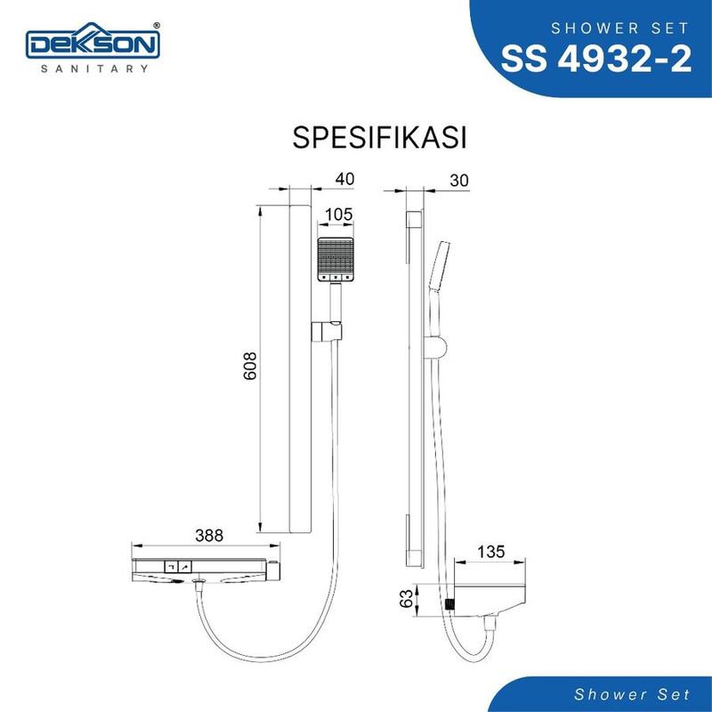 SHOWER SET 2 FUNCTION + SLIDING RAIL DEKKSON SS 4932-2 MB 5