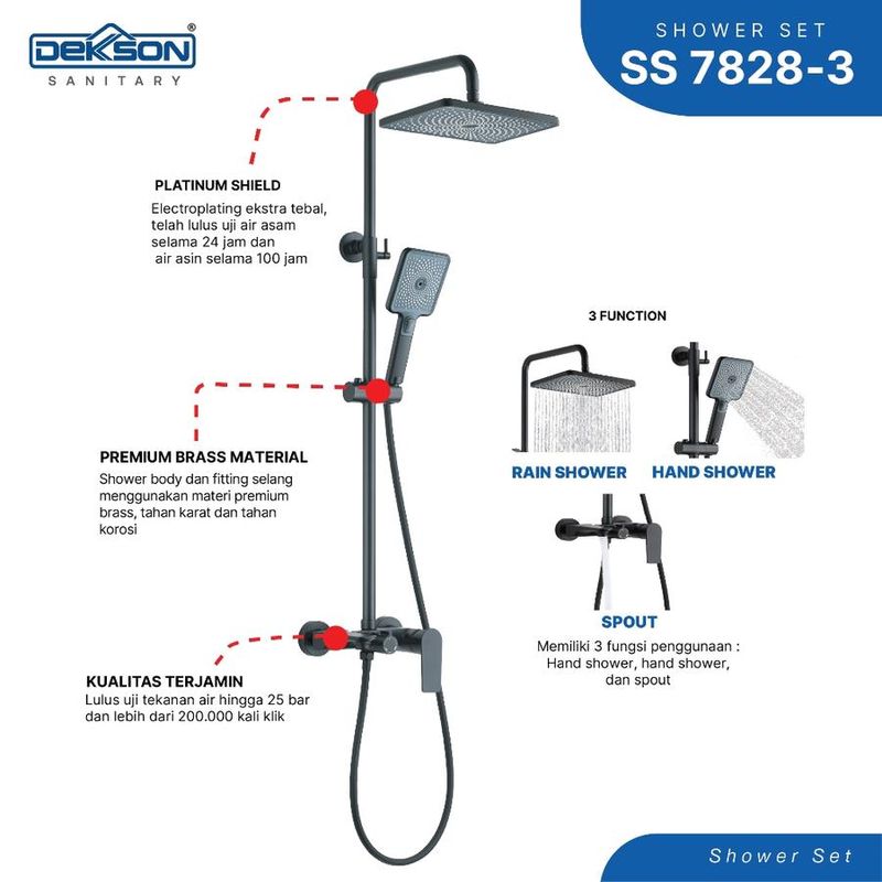 SHOWER SET 3 FUNCTION DEKKSON SS 7828-3 GM 2