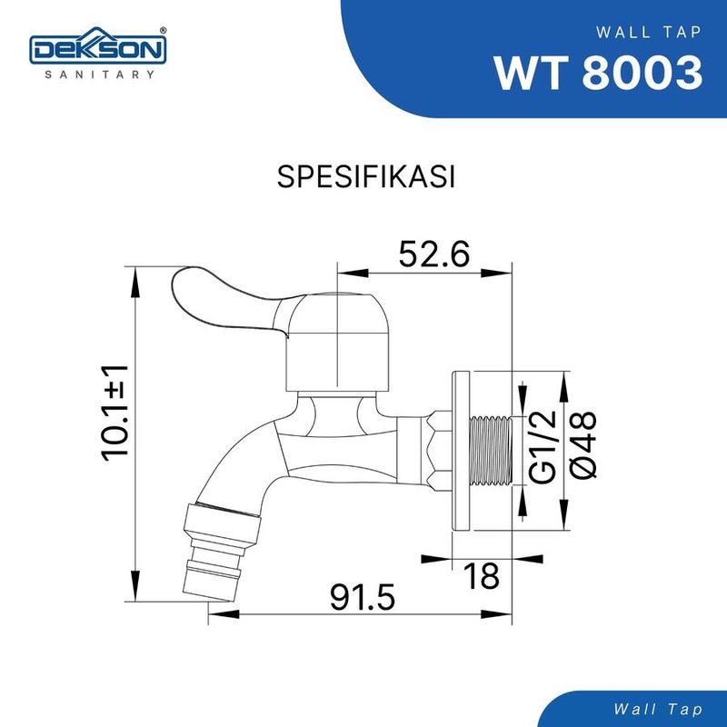 WALL TAP SUS 304 DEKKSON WT 8003  SSS 6