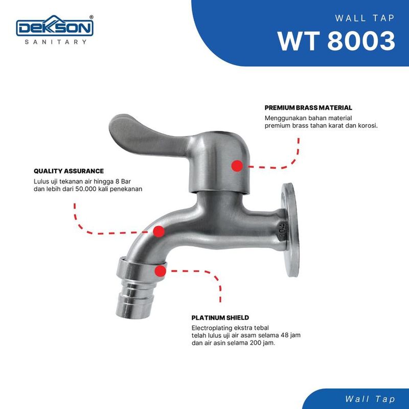 WALL TAP SUS 304 DEKKSON WT 8003  SSS 7
