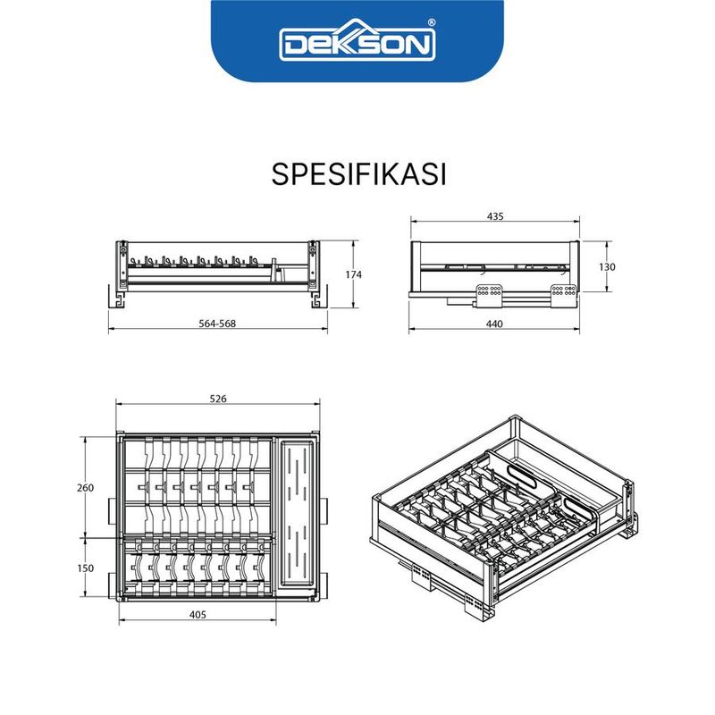 KITCHEN BASKET BOX DEKKSON KDB AL BB3308 800MM GREY 3