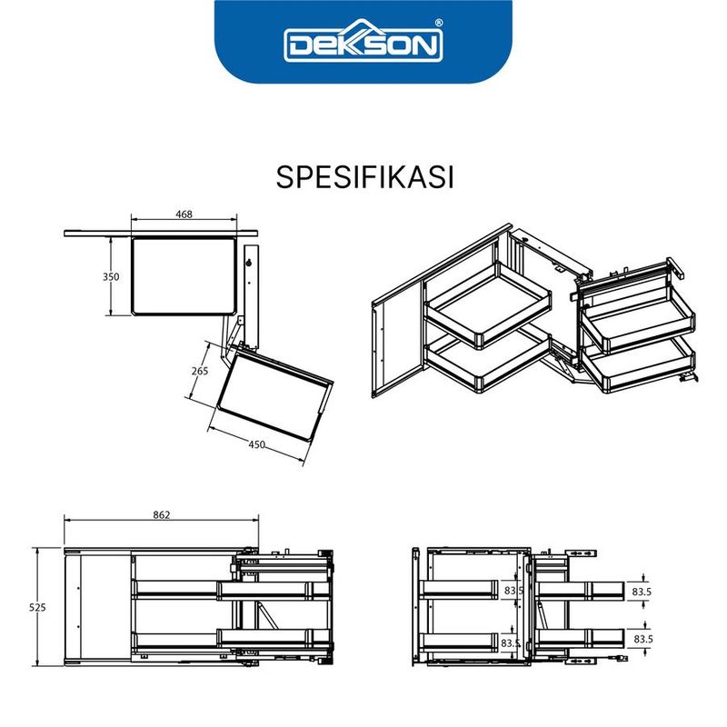 KITCHEN BASKET BOX DEKKSON KDB AL BB5114 900MM-1000MM GREY (2) 3