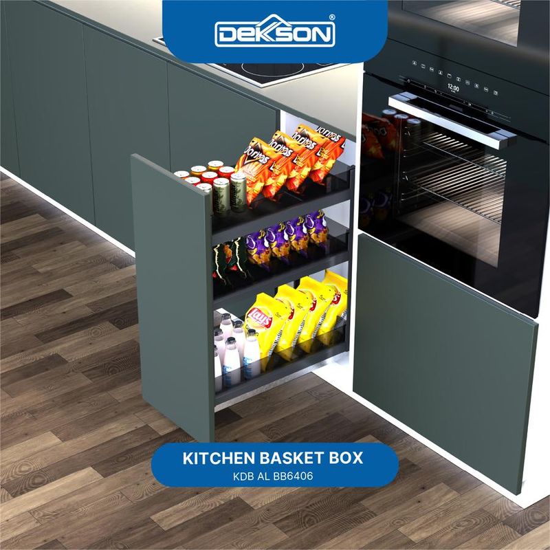 KITCHEN BASKET BOX DEKKSON KDB AL BB6406 200MM GREY 2