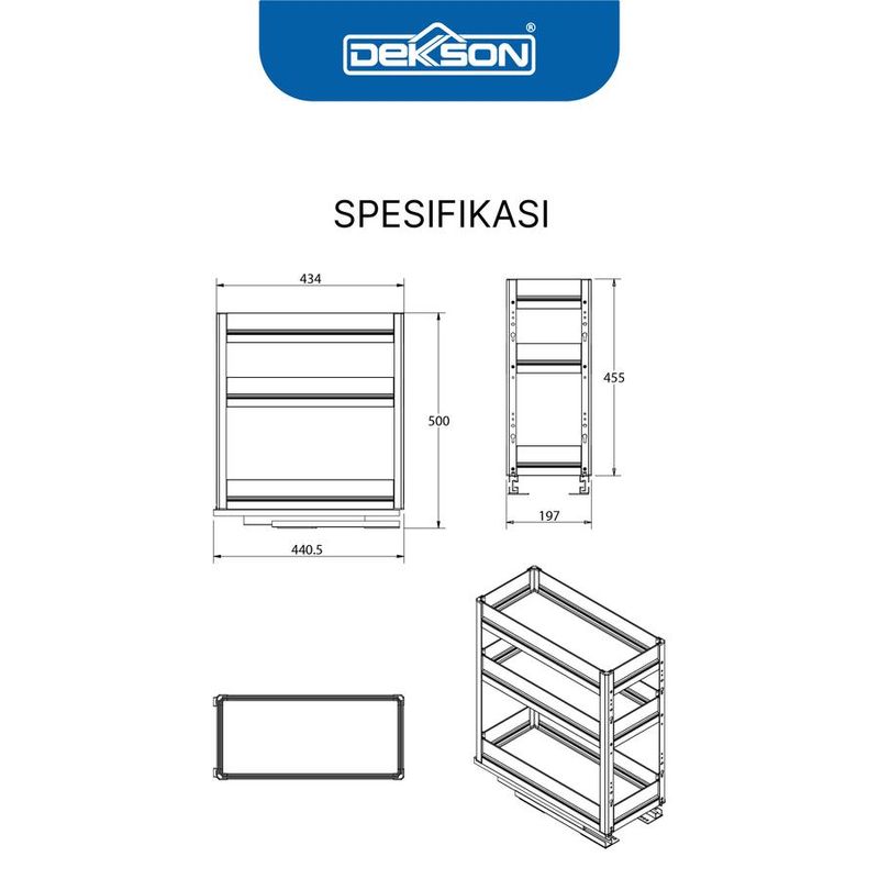KITCHEN BASKET BOX DEKKSON KDB AL BB6406 200MM GREY 3
